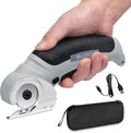 VLOXO Cordless Cardboard Cutter, Electric Scissors with Safety Lock 4.2V Power Box Cutter Multi-Cutting Tools, Rechargeable Electric Scissors for Cardboard Leather Carpet with Storage Box Grey