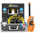 Anysun Sewer Camera with Locator, Pipe Camera with 512Hz Sonde Transmitter and Receiver, IP68 Waterproof Industrial Plumbing Endoscope Drain Snake Cam with 7" LCD Monitor, 8G SD Card (165Ft/50M Cable)