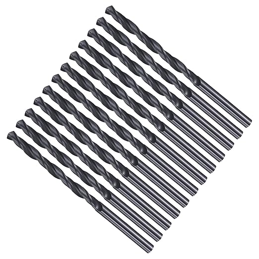 Drill Bit, 3/16" Cutting Diameter, 4241 HSS Nitriding Black 118° Cutting Angle Versatile Jobber Bits - (Applications: for Drilling Plastic Wood Soft Metal), 12-Pieces