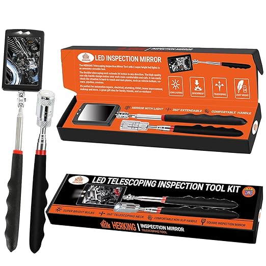 HERKING Mens Gifts for Him Telescoping Magnetic Pickup Tool with Telescoping Inspection Mirror, Unique Fathers Day Gifts for Men, Dad, Husband Boyfriend Birthday Gifts