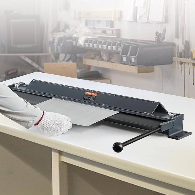 VEVOR Box and Pan Brake, 48-Inch, 0-130 Degrees Sheet Metal Bending Brake, Portable Mini Metal Bender with 20 Gauge Low Carbon Steel 14 Gauge Aluminum Capacity Power Handle, for Metal Bending