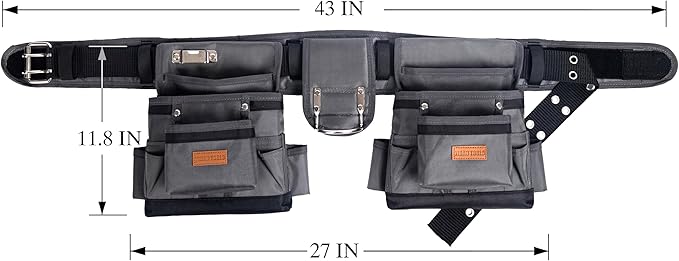 Magnetic Tool Belt with Air-Mesh Padded,22 Pockets Heavy Duty Tool Belts for Men/Construction/Carpenter/DIY'er/Electrician.Double layer thickened polyester fiber with waterproof coating.