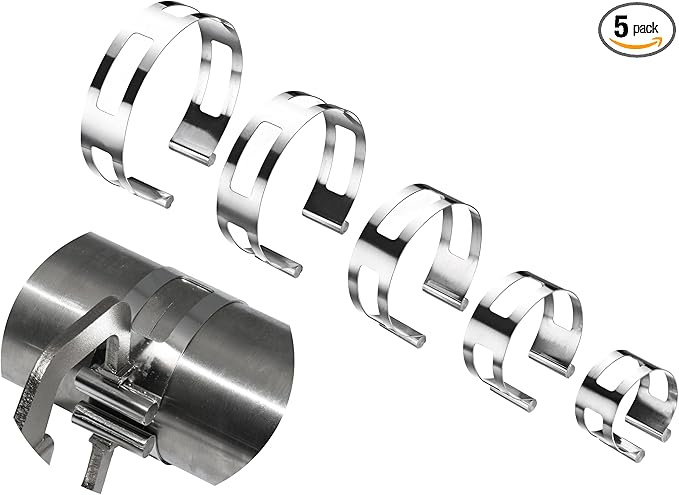 5Piece Stainless Steel Exhaust Pipe Clamps, Universal, for Welding and Exhaust Repairs (2" 2.5" 3" 3.5" 4")