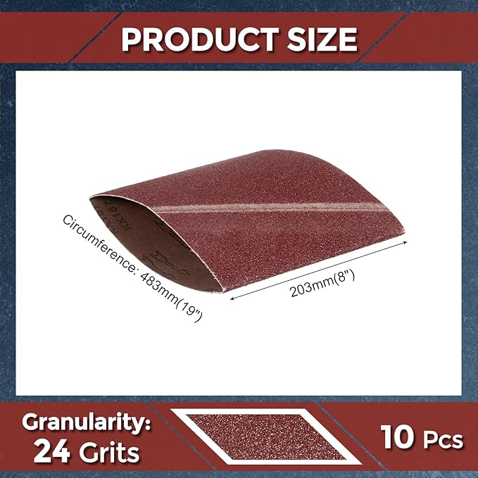 10 Pcs Sanding Belts 8 x 19 Inch 24 Grit Aluminum Oxide Abrasive Sandpaper for Belt Sander Metal Grinding Wood Working Weld Rust Removal