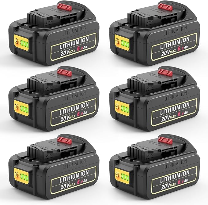 Fancy Buying 6.0Ah 20V Max Battery for DEWALT Battery Replacement for Dewalt 20 Volt Tools DCB206 DCB205 DCB204 DCB203 DCB201 DCB200 DCB181 DCB180 DCD DCF DCG DCS Series 6 Pack