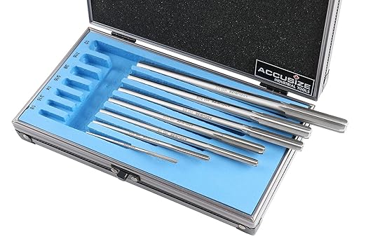 Accusize Industrial Tools Fractional Sizes 1/8" Thru 1/2" by 16th HSS M2 Premium Chucking Reamer Set, Right Hand Cut, 7pcs/Set, 5528-SH00
