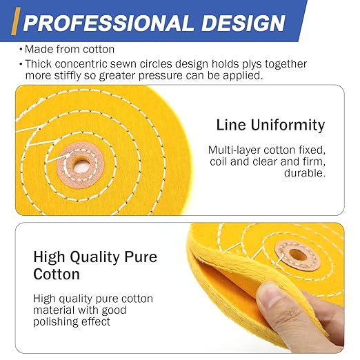 SCOTTCHEN 6inch Buffing Polishing Wheels 1/2" Arbor Hole,2 Pcs Medium (30Ply) for Bench Grinder,with Buffing Polishing Cutting Compound 4 Oz.Kit