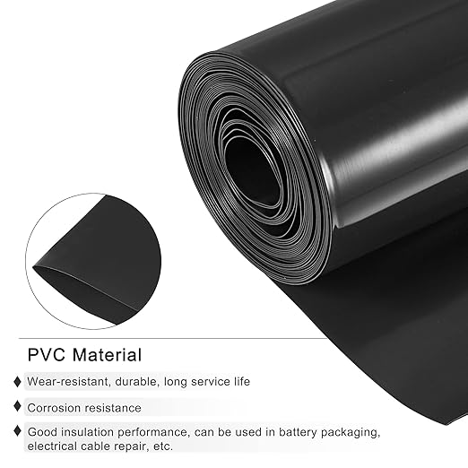 MECCANIXITY Battery Wrap PVC Heat Shrink Tubing 32mm Dia 50mm Flat 10 Feet(3meters) Black Good Insulation for Battery Pack