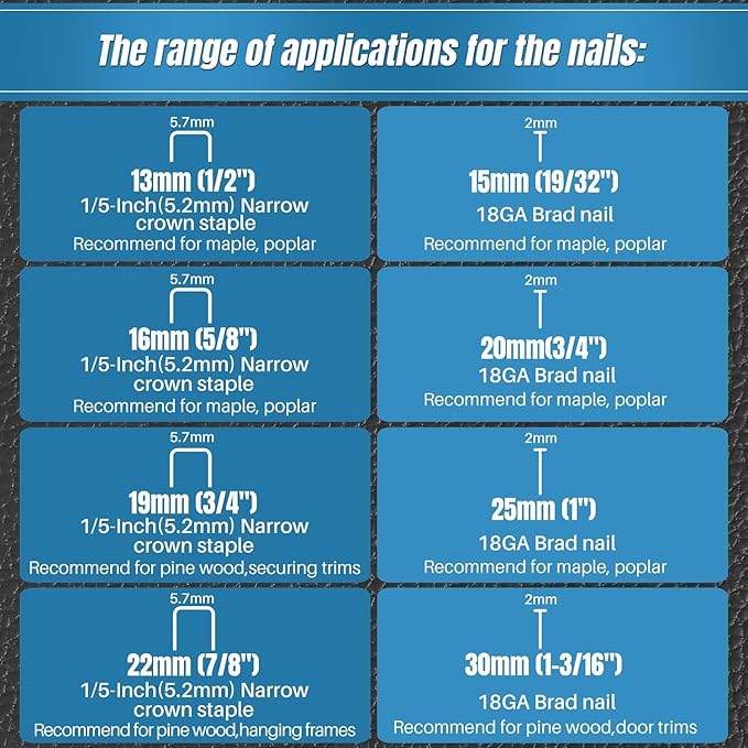 Nail Gun Battery Powered, Cordless Nail Gun with 2 * 2.0Ah Li-ion Battery, 20V 2 in 1 Electric Nail Gun with Staple Remover, Battery Nail Gun for Upholstery, Small Projects and Woodworking