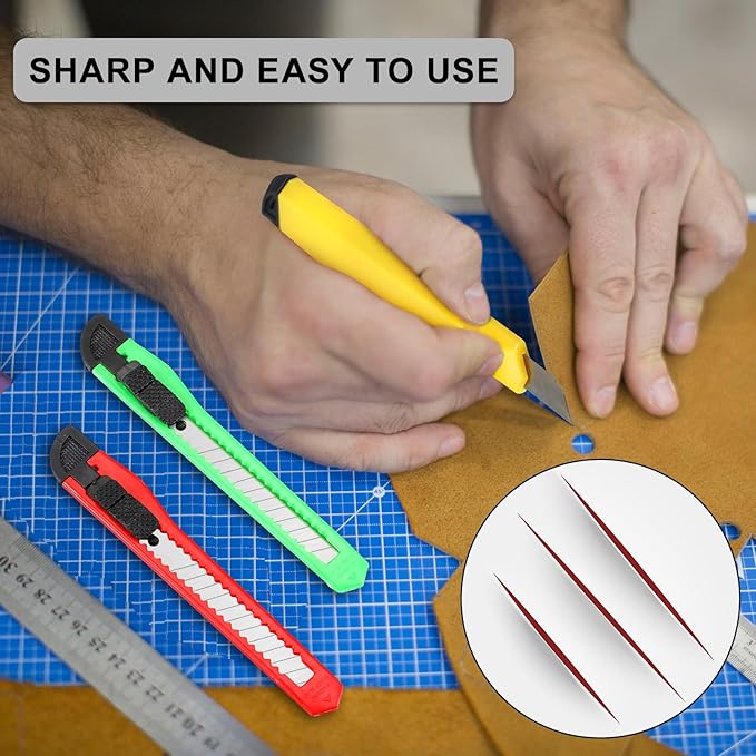 300 Pcs Box Cutters Retractable Utility Knife Office Supplies 9mm Wide Blade Cutter Compact Razor Knife for Home Use(Multicolor)