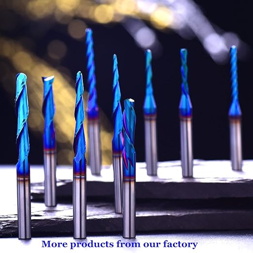 O Single Flute Upcut Spiral End Mill CNC Router Bit with NACO Coating for Plastic Cutting with Mirror Finish (5, 1/4 D x 3/4 CH x 1/4 SHK x 2-1/2 L)