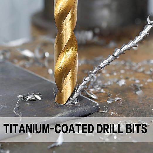 230 Pcs Drill Bit Set(1/16“-1/2”), 135° Tip Titanium Coated High Speed Steel, Twist Drill Bit Kit for Iron, Aluminum Alloy, Copper, Wood, Plastic, with Hard Storage