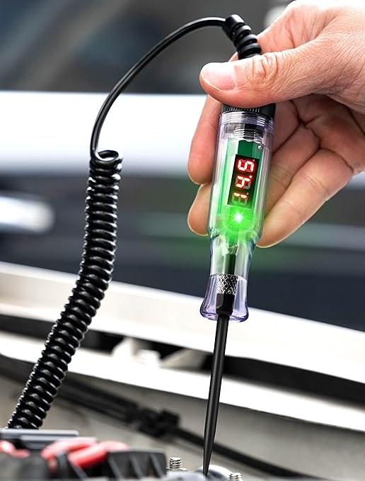 Automotive Test Light with 3-48V LED Digital Readout, Automotive Circuit Tester with Voltmeter and Polarity Indicator Light, Electrical Voltage Test Pen with Stainless Probe for Fuse Car/Vehicles