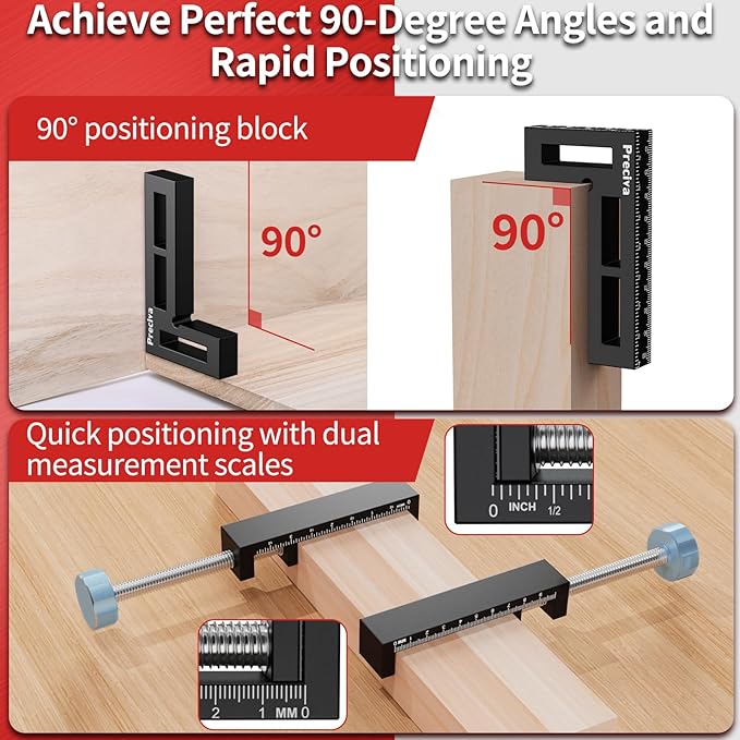 Preciva Corner Clamp for Woodworking, 90 Degree Right Angle Clamp, Aluminum Alloy Positioning Squares for Picture Frames, Cabinets, Drawers Boxes