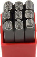 9pcs Heavy Duty Steel Stamp Uppercase Reverse Number 1/4 6mm Hand Stamping Character Mark Code Alphabet Punch Kit for Bracelet Ring Jewelry Sheet Metal Plate Making Mold Die