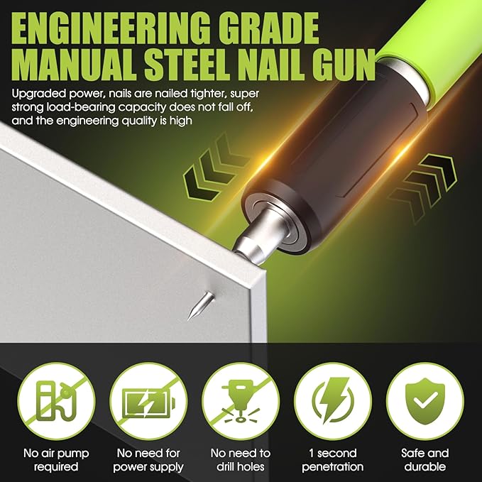 Manual Mini Steel Nail Gun Kit with Nailers Adjustable Speed Fastening Tool Portable Handheld Concrete Nailer Gun for Drywall, Steel, Woodworking & DIY Projects