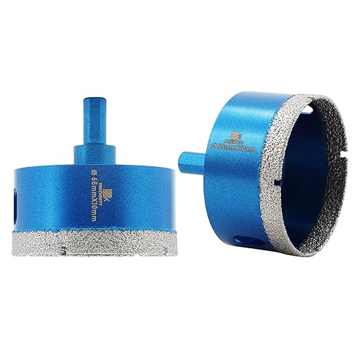 Dry Diamond Core Drill Bit,BRSCHNITT 68mm Diamond Hole Saw Core Drill Bit with Triangle Shank for Porcelain Tile Ceramic Stone Granite Marble（2pcs）