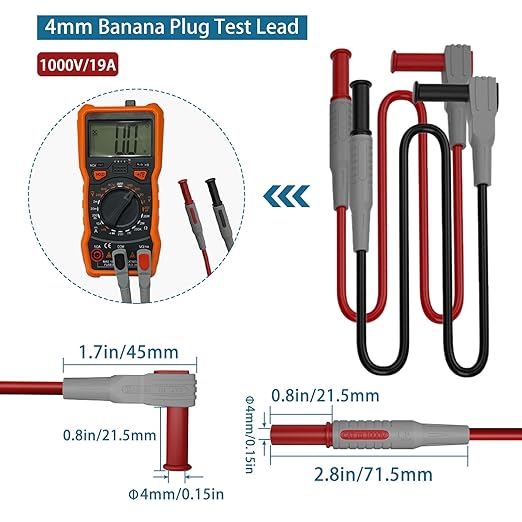 15 Pcs Multimeter Test Leads Kit with Alligator Clips,Test Hook,Test Probe,Tweezer CAT III for Professional Electrical Testing for Fluke/AstroAI/INNOVA Multimeter,Clamp Meter