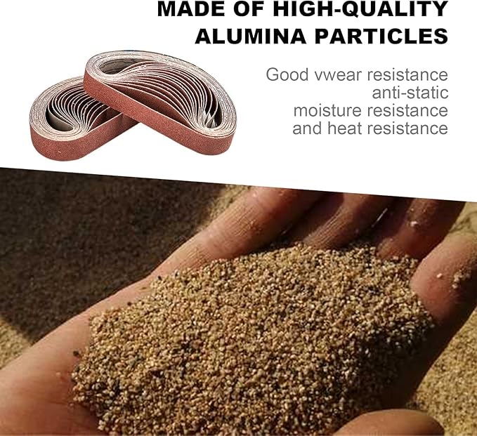 3/8x13 Sanding Belt, Premium Calcined Aluminum Oxide Grain Sandpaper, 40,60,80,120,180,240,320,400 (24/25 Pack) (80,120,240,320,400 Grit)