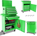 Rolling Tool Chest - 5 Drawers Tool Box Organizer with Lockable Wheels, Sliding Drawers, Detachable Top Tool Box - Tool Storage Cabinet for Garage Workshop, Green