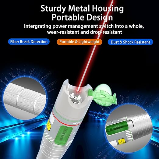 2PCS 100KM Visual Fault Locator for Fiber Optic Cable, High-Power VFL Tester with FC/ST/SC/LC Support, Long-Range Fault Finder & Light Pen Tool for FTTH, Telecom, Datacenter, OTDR, Industrial Network