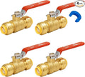 SUNGATOR 1/2 Inch Shut Off Valve, Ball Valve 1/2 Inch, Pushfit Plumbing Water Shutoff, No Lead Brass Push to Connect PEX Pipe, Copper, CPVC, PE-RT, With 1 Disconnect Clip, Pack of 4