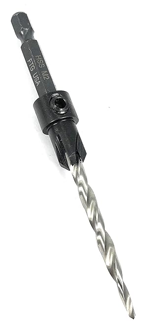 FTG USA Adjustable Wood Countersink Drill Bit #10 (3/16") with Tapered Drill Bit for Woodwork