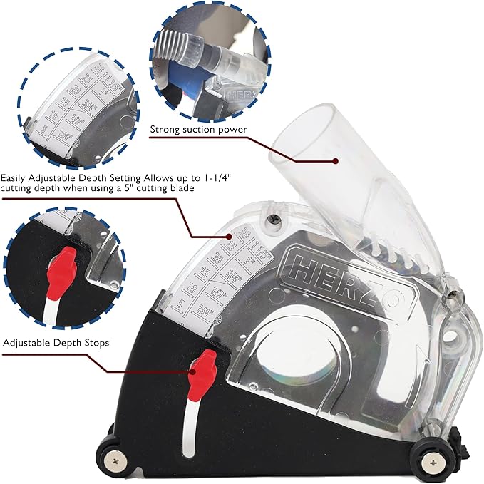 HERZO Dust Shroud Dust Extraction Cutting Guard for 5 inch and 4-1/2 inch Angle Grinder