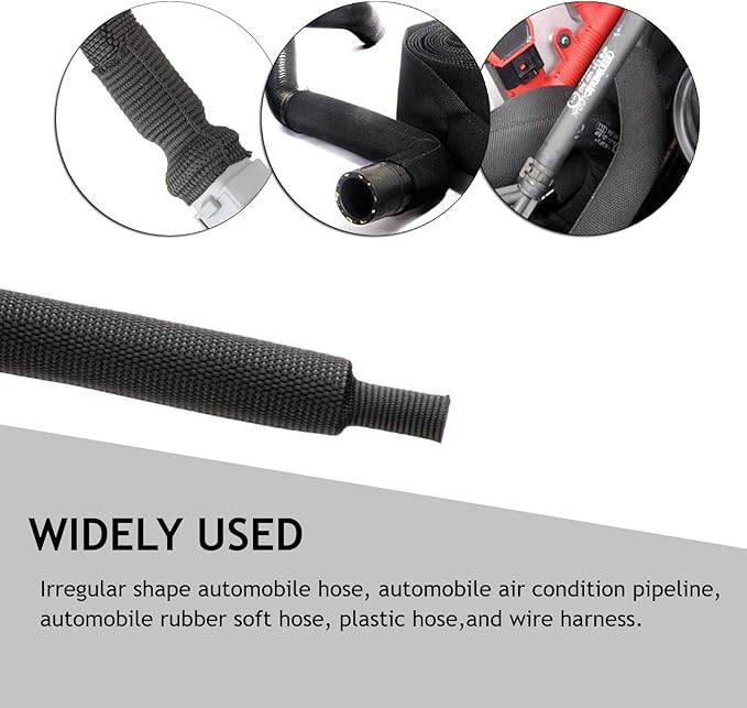 Heat Shrinkable Braided Sleeving 2:1 Ratio- Abrasion Protection Flexibility Wiring Harness Cable Sheath (1" ID, 12ft)