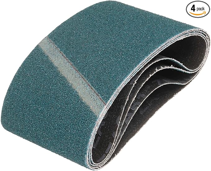 HARFINGTON 3 x 21 Inch Sanding Belts, 4 Pcs 60 Grit Zirconia Abrasive Belt Sander File Belt for Woodworking, Metal Polishing, Knife Sharpener