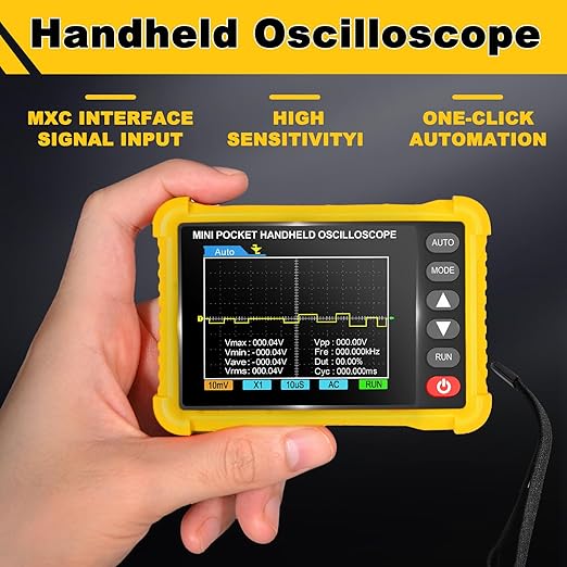 Mini Handheld Oscilloscope Kit,Pocket Portable Oscilloscope 2.5MS/s Sampling Rate,500KHz Bandwidth, 2.8 inch TFT，Type-C,Trigger Function Auto/Nomal/Single