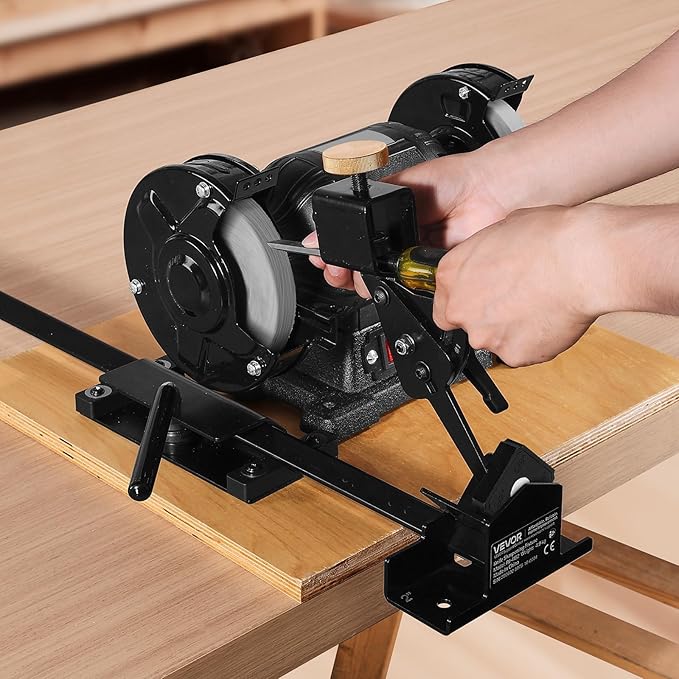 VEVOR Pro Grind Sharpening System, Multi-Grind Sharpening Jig for 6" & 8" Bench Grinder - with Platform Jig, Tool Rest Bar, Setup Block, Miter Slide, Micro Bevel Block, for Chisels Woodturning Tools