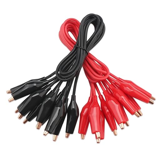DROK Jumper Wires with Alligator Clips Electrical - 10pcs 45mm Large Pure Copper 19.6 inches/50cm Test Leads with Alligator Clips for Multimeter Electrical Testing