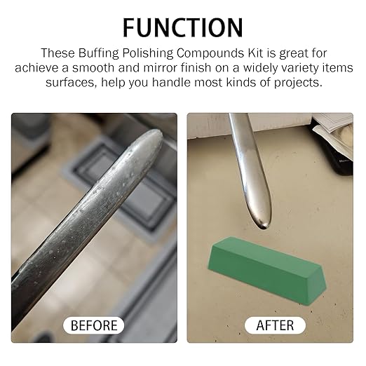 Buffing Polishing Cutting Compounds 20 Oz.Kit-Green Fine/White Medium/Red Coarse,for Stainless Steel Aluminum Jewelry - 3 Pcs