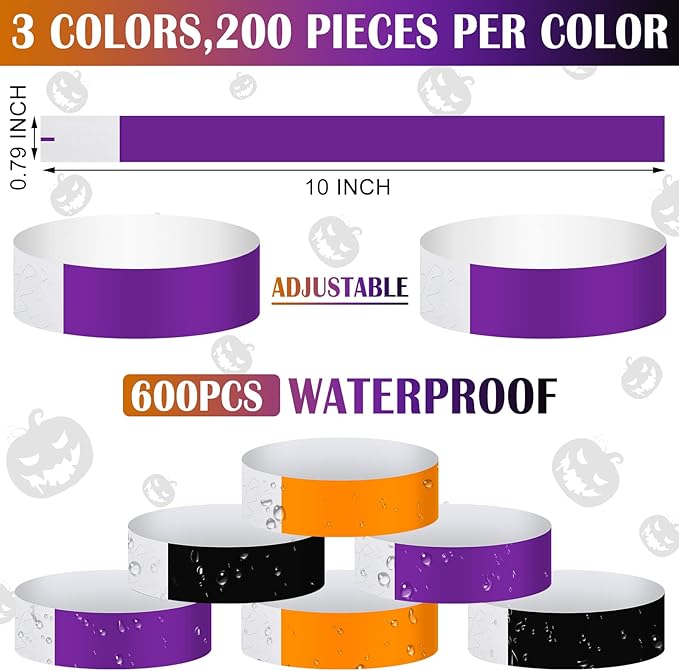 Epakh Paper Wristbands Neon Wrist Bands Waterproof Handbands for Events Lightweight Concert Wristbands Neon Colored Adhesive Wrist Band for Party