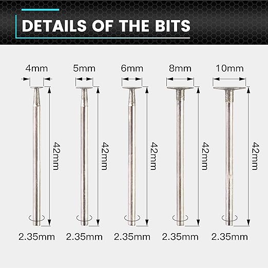 AM ARROWMAX 10pcs T Shape Diamond Burr - 3/32'' Shank Mini Channel Cutting Burs Diamond Mounted Stone Carving Bits for Rotary Tools Includes Dremel
