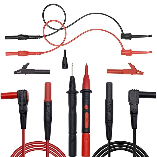Silicone Multimeter Test Leads Kit, Banana Plug, Alligator Clips, Tester Hook Tip Test Clip for for Fluke Multimeter Electronic Clamp Meter Accessories