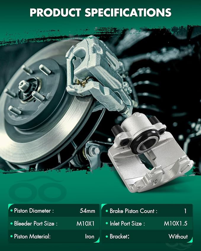 SCITOO 19-2975 Front Right Disc Brake Caliper Assembly Without Bracket For Audi For A1/For A3,For Volkswagen For Beetle/For Bora/For Golf/For Golf SportWagen/For Jetta/For Rabbit
