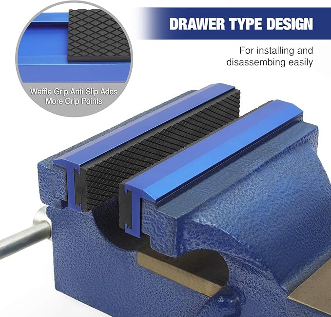 WORKPRO 2-Pair Vise Jaw Pads 6 inch & 5.5 inch, Magnetic Vice Jaw Covers Protectors, 5-1/2 inch Multi-Groove Jaw Pads and 6 inch Aluminum Pads Set