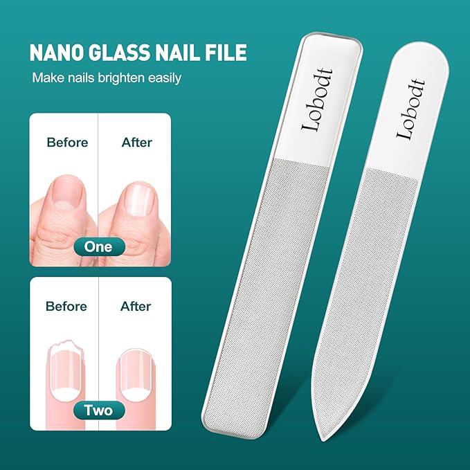 Glass Nail Shiner,Upgrade Nano Glass Nail Files &Nail Buffers Polisher Professional Crystal Manicure Tools Kit for Natural Nail, Great for Home Salon or Travel Use