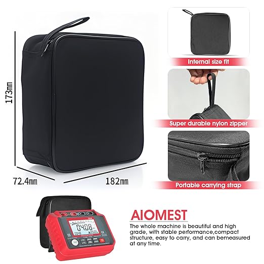 AIOMEST Megohmmeter 0.1MΩ-20GΩ Digital Insulation Resistance Tester with 50V/100V/250V/500V/1000V Output Voltage, Data Logging, 10V~600V AC/DC Voltmeter Megohm Meter w/Test Lead & Zipper Bag