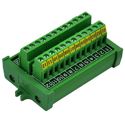 Screw Mount 24A/400V 12 Position Screw Terminal Block Distribution Module