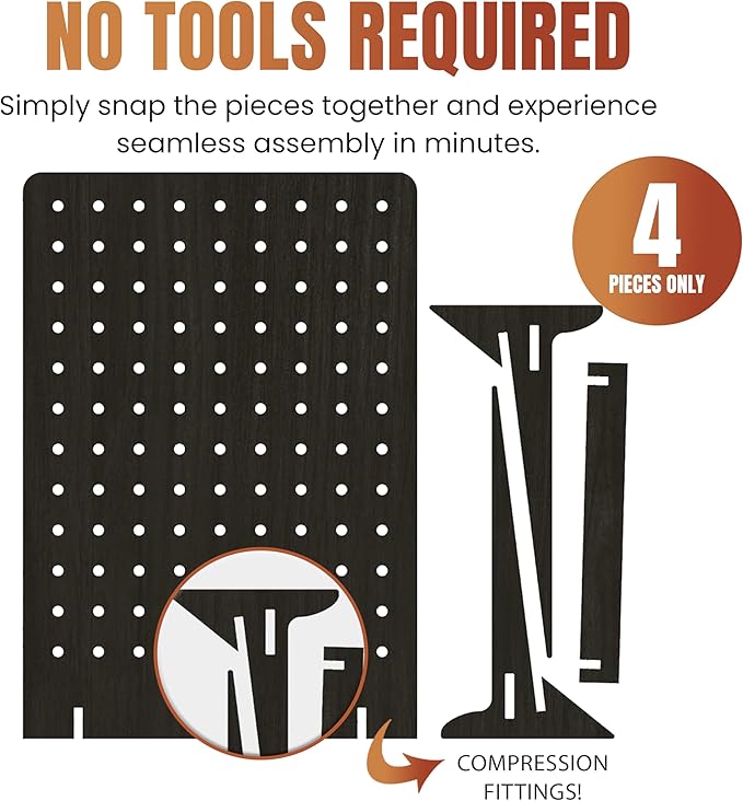 Torched Pegboard Display Stand for Jewelry, Craft Shows, Selling, Vendor Events, Tools, Peg Board Accessories Rack Organizer, Medium 8" L x 4.3" W x 12" H, Ebony