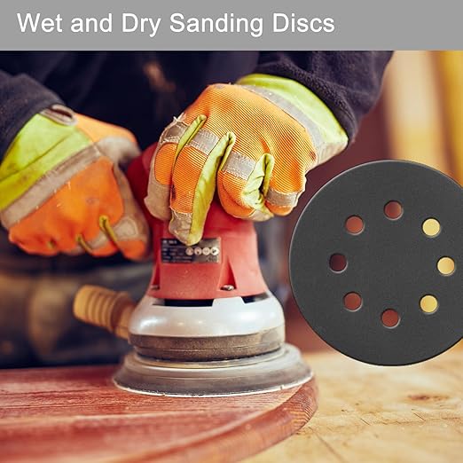 100 Pcs 5 Inch Sanding Discs Hook & Loop 8 Holes Wet Dry 1500 Grit Sandpaper Silicon Carbide Sand Paper for Orbital Sander Automotive Wood Plastic Metal Polishing(100Pcs 1500 Grit)