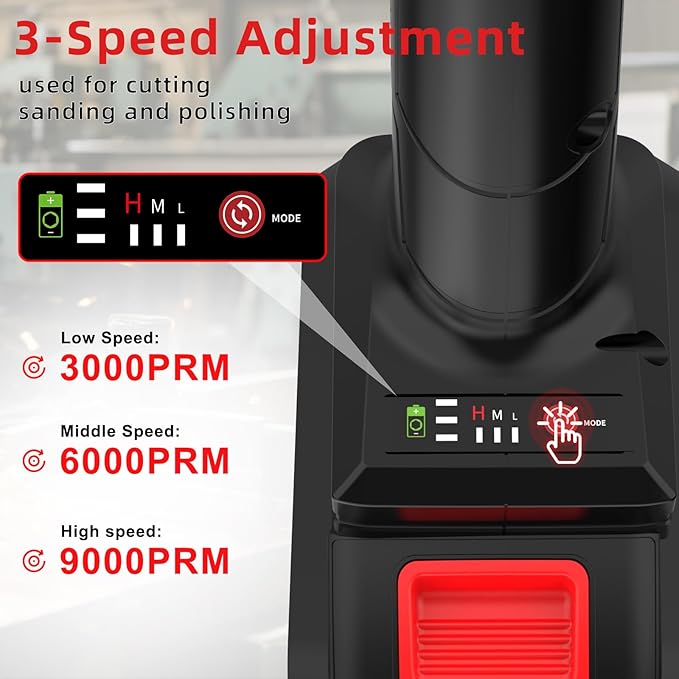 NAWIN Cordless Angle Grinder, 4-1/2 Inch Variable Speed Angle Grinder, Cordless Grinder With 2×7.5Ah Battery And Charger, 9000rpm Brushless Motor, Battery Angle Grinder Tool For Metal Wood（7.5Ah）