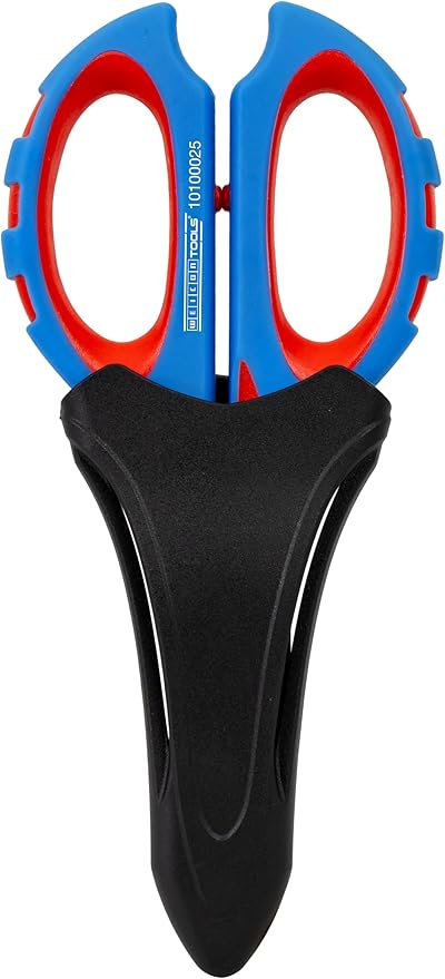 WEICON TOOLS Electrician scissors XL | Mulfifuntional Heavy Duty scissors for cutting, stripping and crimping | Easy all purpose cutting | with protective cover | ideal for copper and aluminium cables