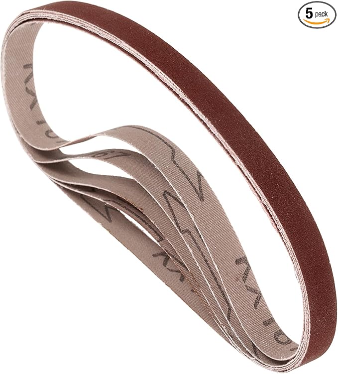5 Pcs Sanding Belts 3/8 x 21 Inch 400 Grit Aluminum Oxide Abrasive Sandpaper for Belt Sander Metal Grinding Wood Working Weld Rust Removal