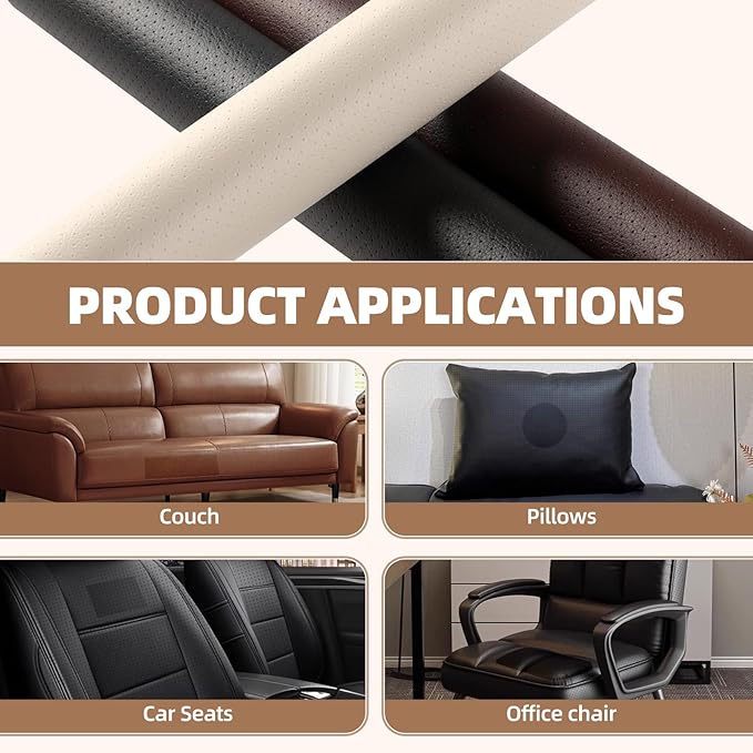 Leather Repair Patch, 35X79 inch Strong Sticky Repair Patch Self Adhesive Waterproof, DIY Large Leather Patches for Couches, Furniture, Sofa, Car, Chair (Coffee, 35X79 inch)