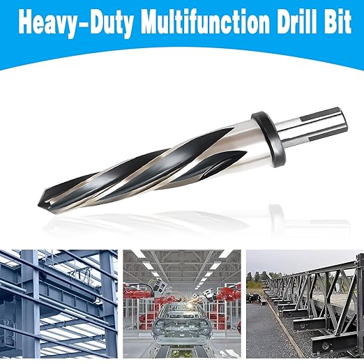 1/2” Bridge Construction Reamer Drill Bit, M2 HSS Taper Chucking Reamer for Steel Alloy Metal Wood Plastic, 1/2" Non-Slip Shank, 5-Spiral Flutes Car Reamer, to Align or Enlarge Holes, 12mm