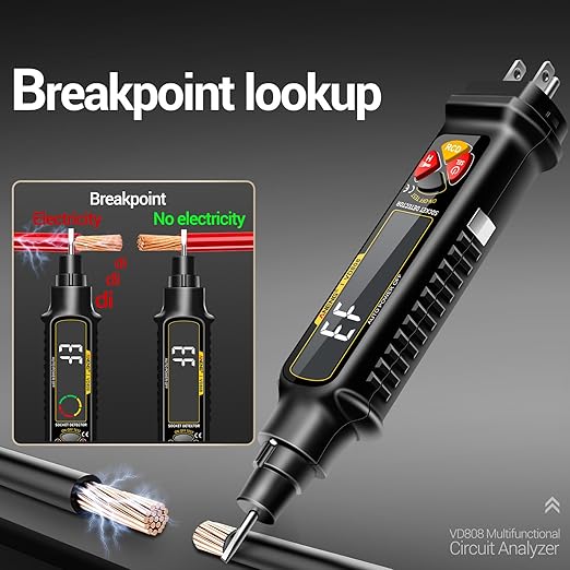 Non Contact Voltage Tester Outlet Receptacle Detector Dual Range AC 2-440V,50Hz-60Hz Live/Neutral Wire Tester with LCD Display,Breakpoint Finder,Light Fuse Checker,Circuit Polarity Wall Plug Tool